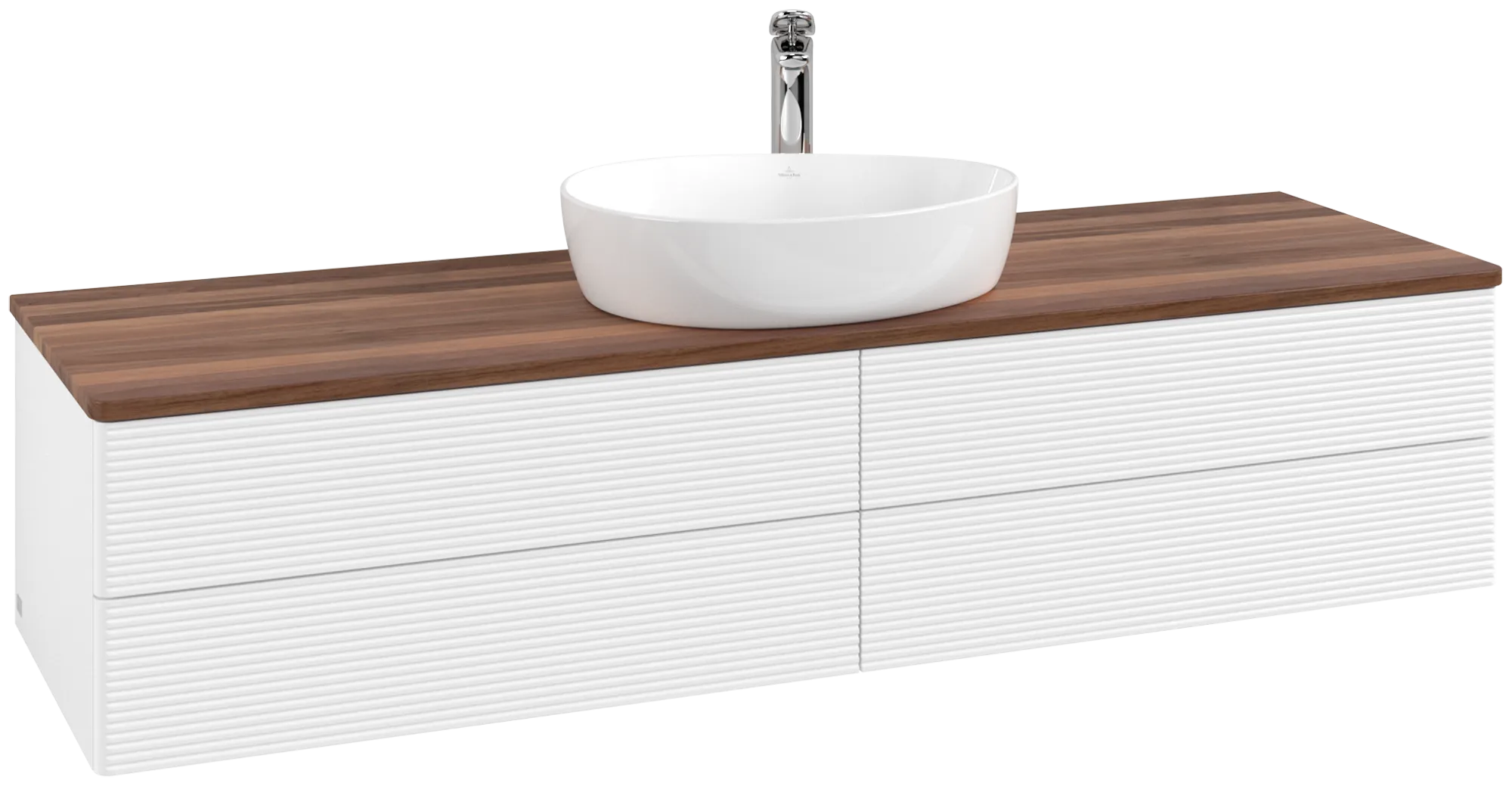 Villeroy & Boch Antao Waschbeckenunterschrank K25_5, 1600x360x500 mm, Holz, White Matt Lacquer / Warm Walnut
