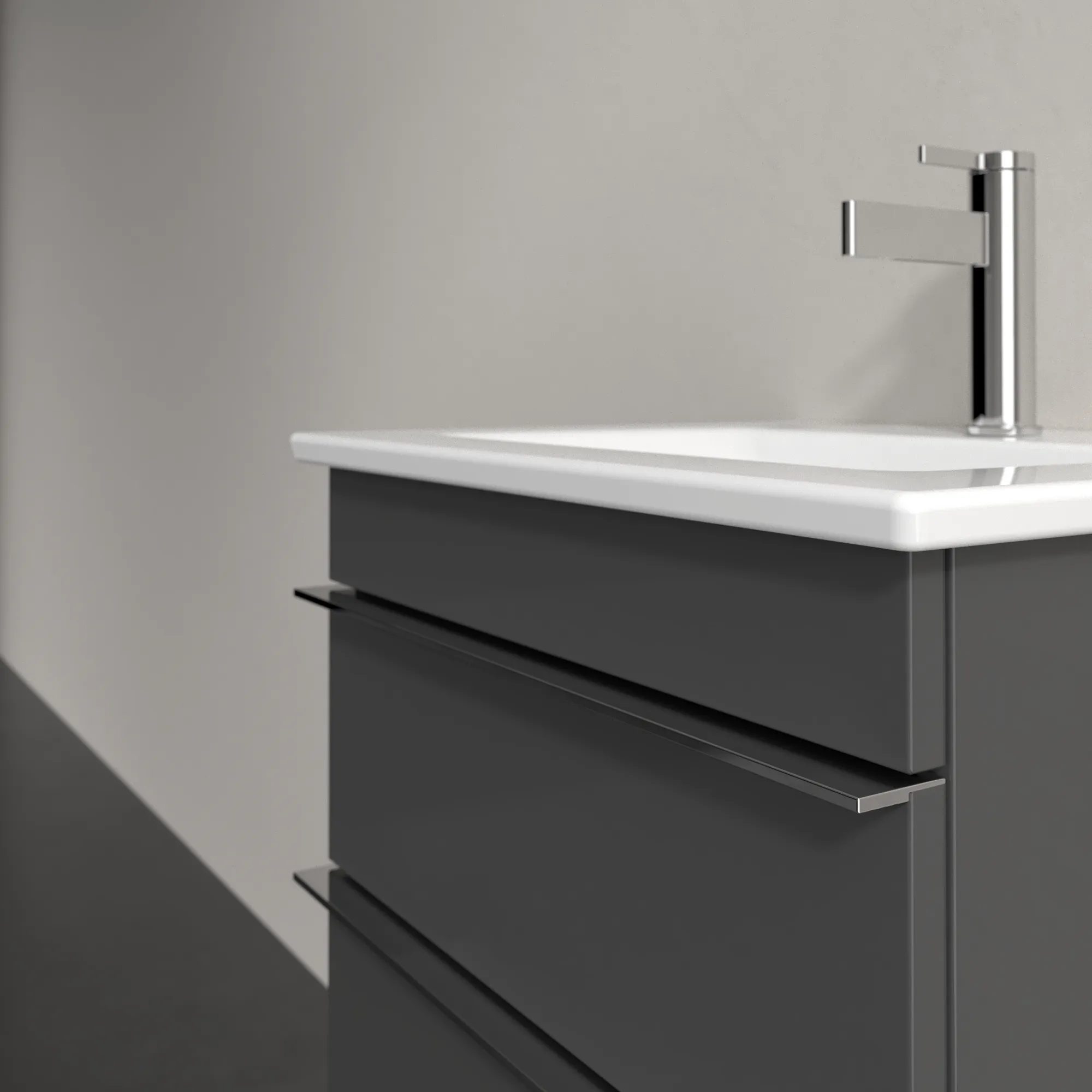Villeroy & Boch Waschtischunterschrank „Venticello“ für Schrankwaschtisch 466 × 590 × 425 mm Glossy Grey, für Becken mittig