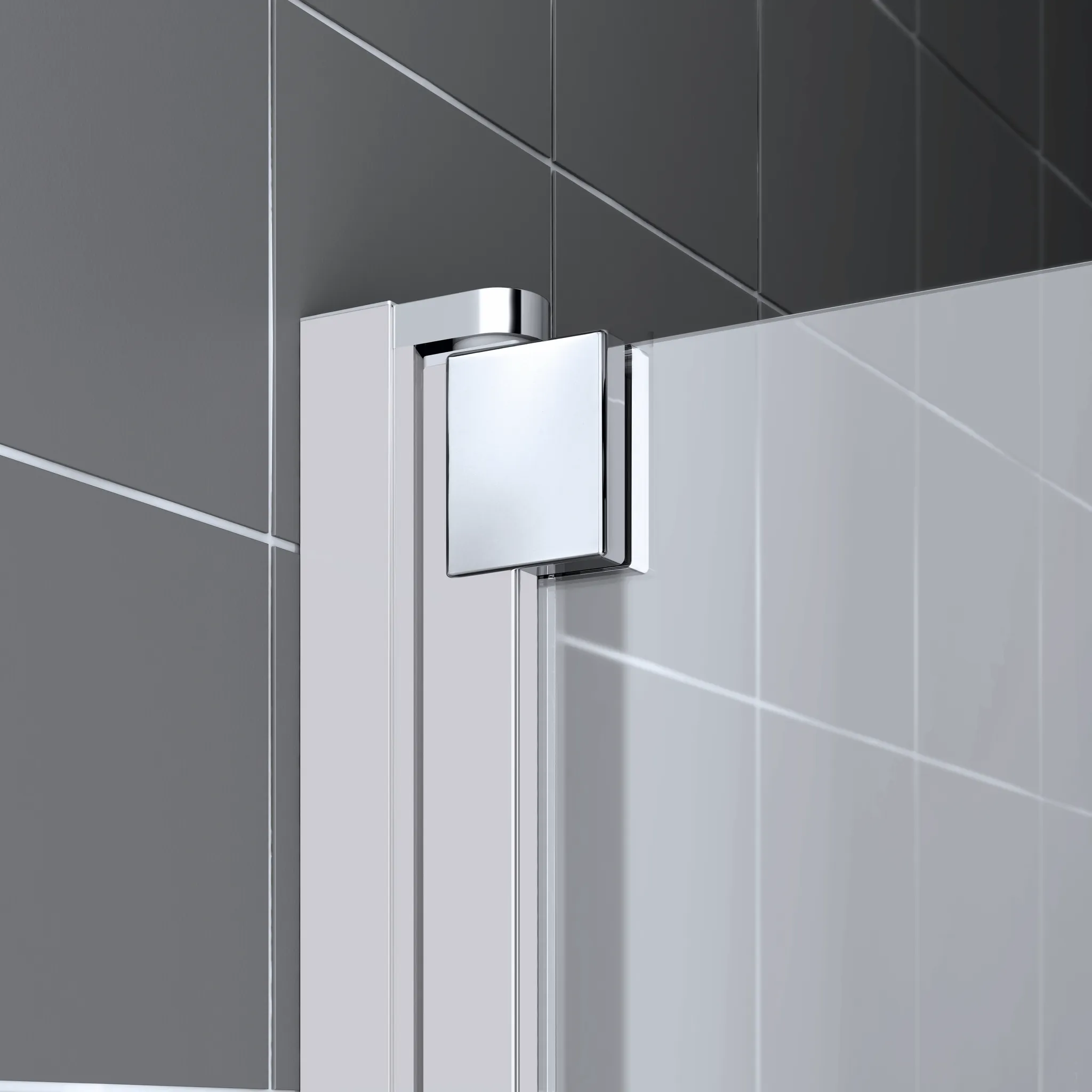 Kermi Pendeltür 1-flügelig links für Nische „RAYA“ Glas Klar, Profile Silber Mattglanz, BV: 728 - 758 mm WE: 728 - 758 mm H: 1850 mm