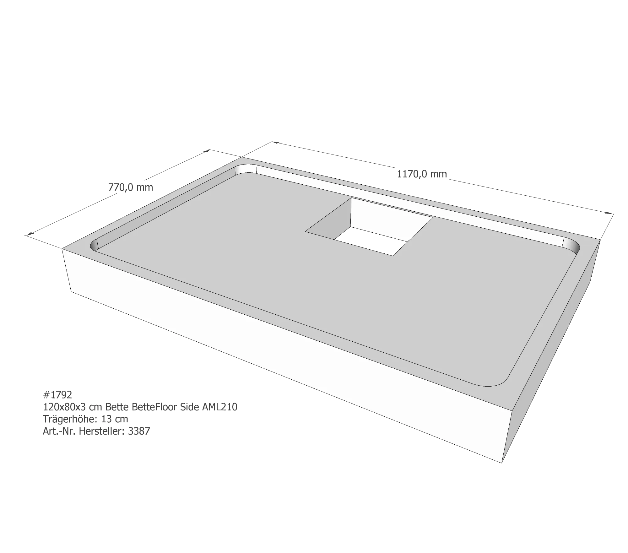 Duschwannenträger für Bette Floor Side 120 × 80 × 3 cm Duschwannenträger für Bette Floor Side 120 × 80 × 3 cm