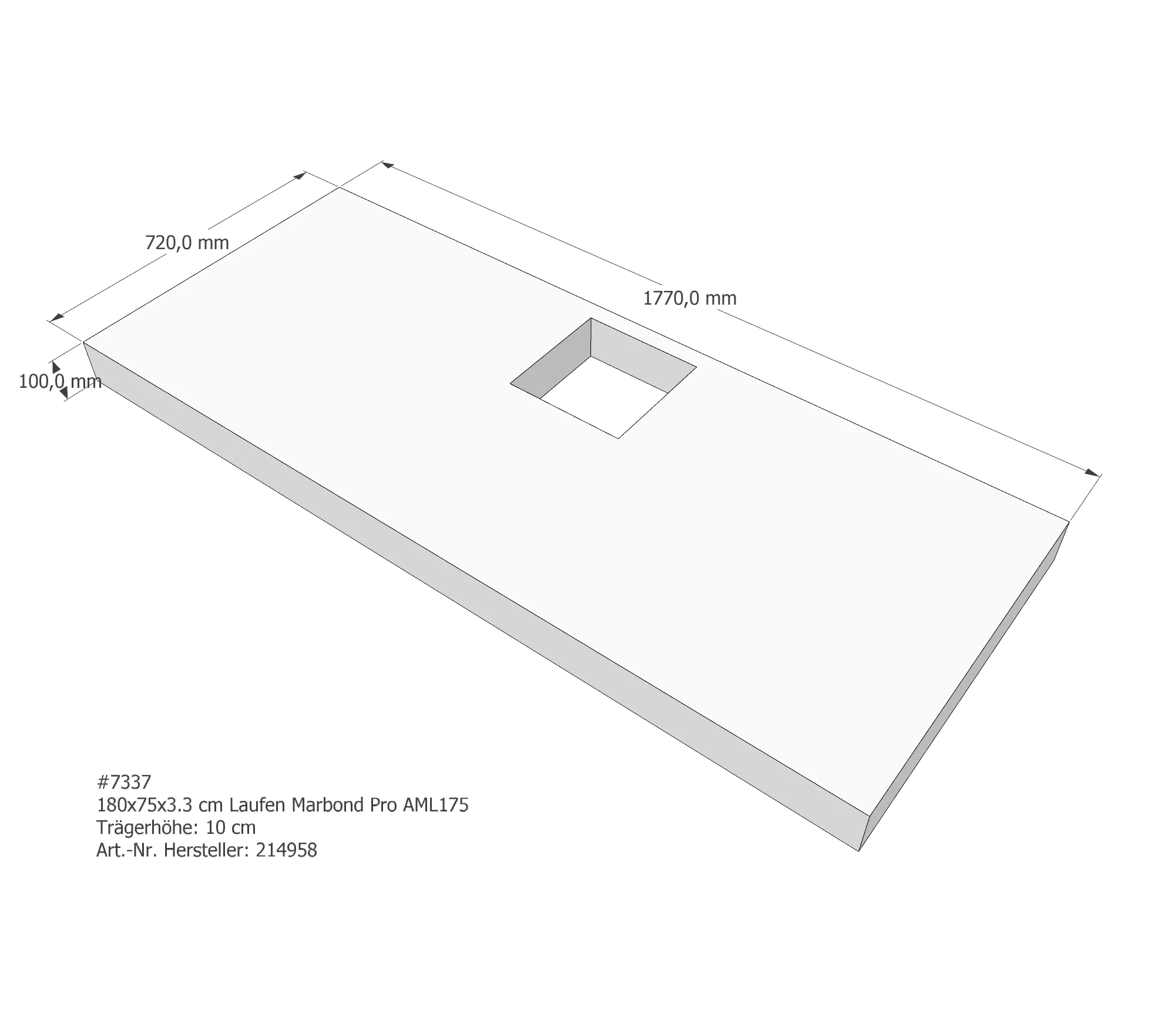 Duschwannenträger passend für Laufen Marbond_Pro 180 × 75 × 3,3 cm