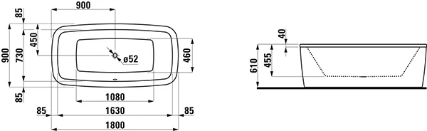 Laufen Palomba Collection Badewanne H231800, 900x1800x610, Sanitäracryl, weiß Laufen Palomba Collection Badewanne H231800, 900x1800x610, Sanitäracryl, weiß