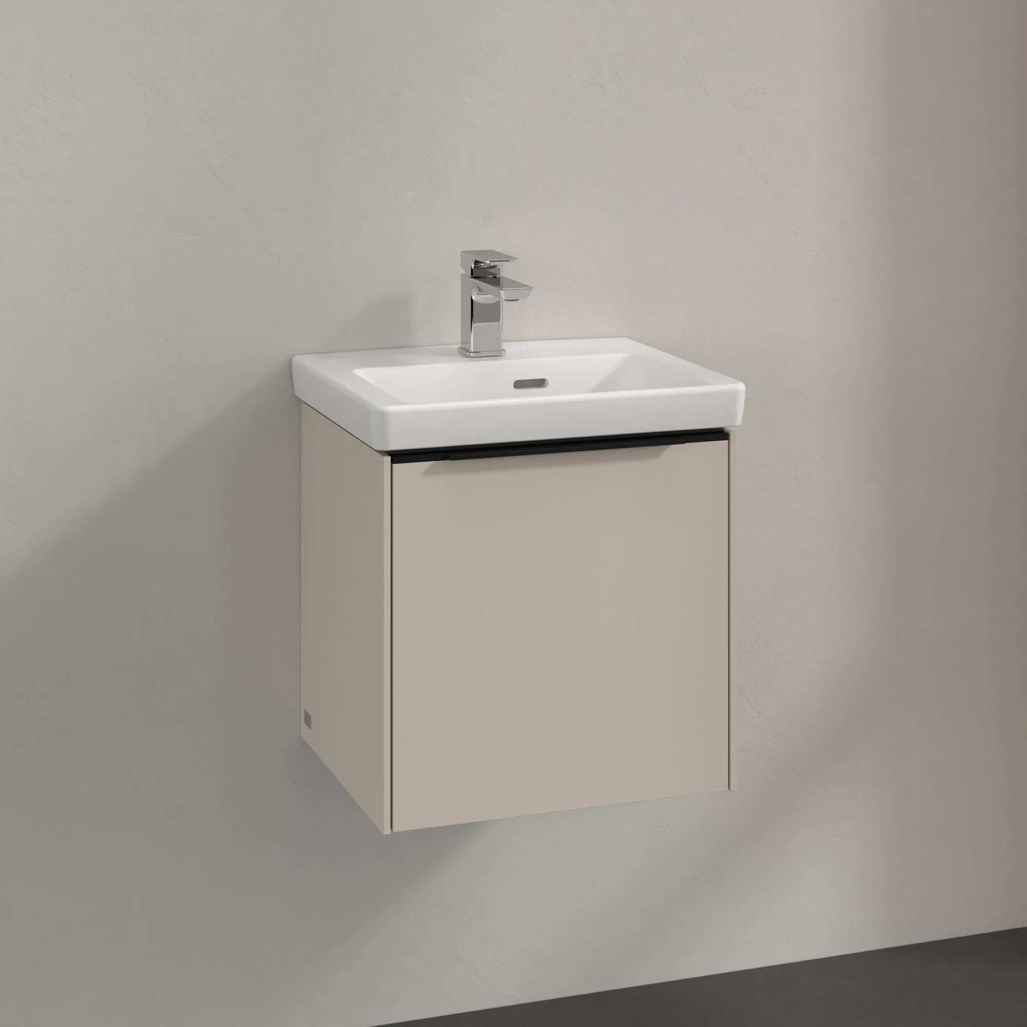 Villeroy & Boch Waschtischunterschrank mit Tür „Subway 3.0“ für Schrankwaschtisch 423 × 429 × 378 mm Cashmere Grey, 1 Tür, für Becken mittig, Anschlag links Villeroy & Boch Waschtischunterschrank mit Tür „Subway 3.0“ für Schrankwaschtisch 423 × 429 × 378 mm Cashmere Grey, 1 Tür, für Becken mittig, Anschlag links