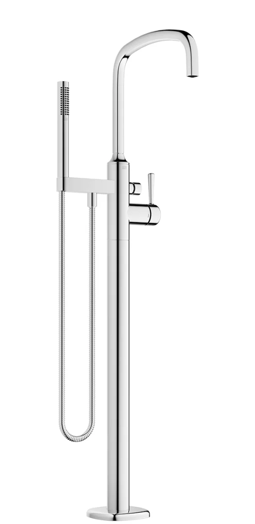 Dornbracht COYA Wannen-Einhandbatterie mit Standrohr, Dark Brass gebürstet PVD, Ausladung 280 mm, Höhe 1.016–1.086 mm, Durchfluss max. 24,6 l/min bei 3 bar, schwenkbarer Auslauf 360°, automatische Wanne/Brause-Umstellung
