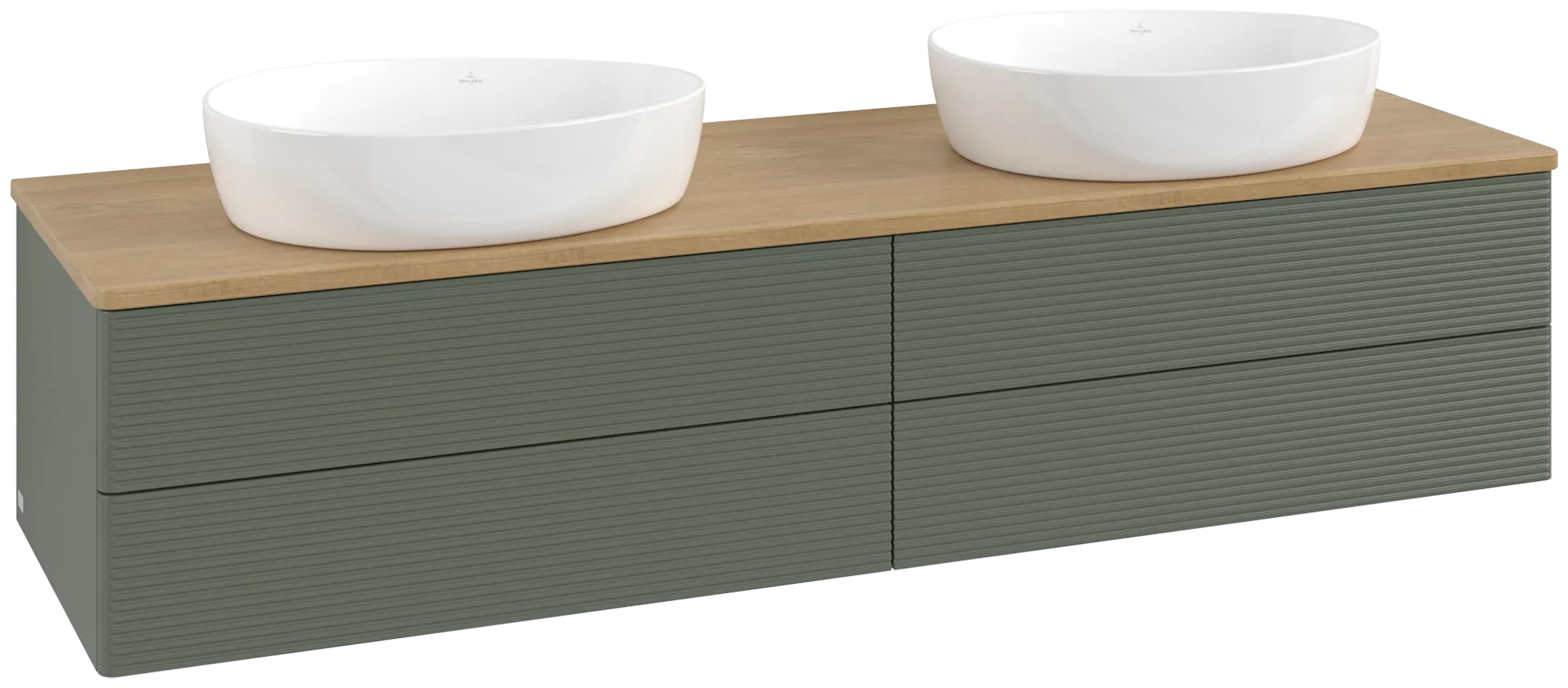 Villeroy & Boch Antao Waschbeckenunterschrank K28_1, 1600x360x500mm, Leaf Green Matt Lacquer / Honey Oak