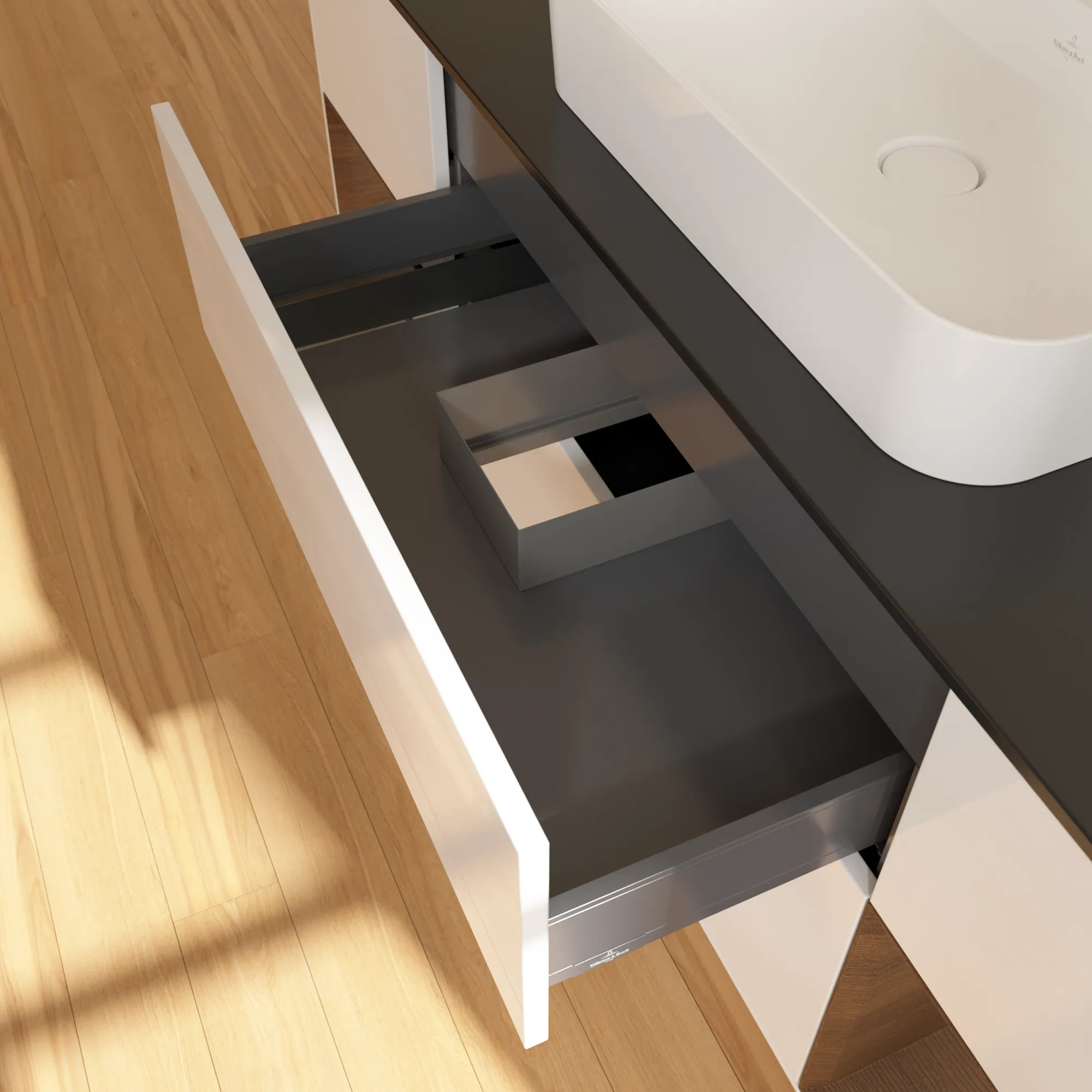 Villeroy & Boch Waschtischunterschrank „Finion“ für Schrankwaschtisch 1600 × 603 × 501 mm Glossy White Lacquer, für Becken mittig