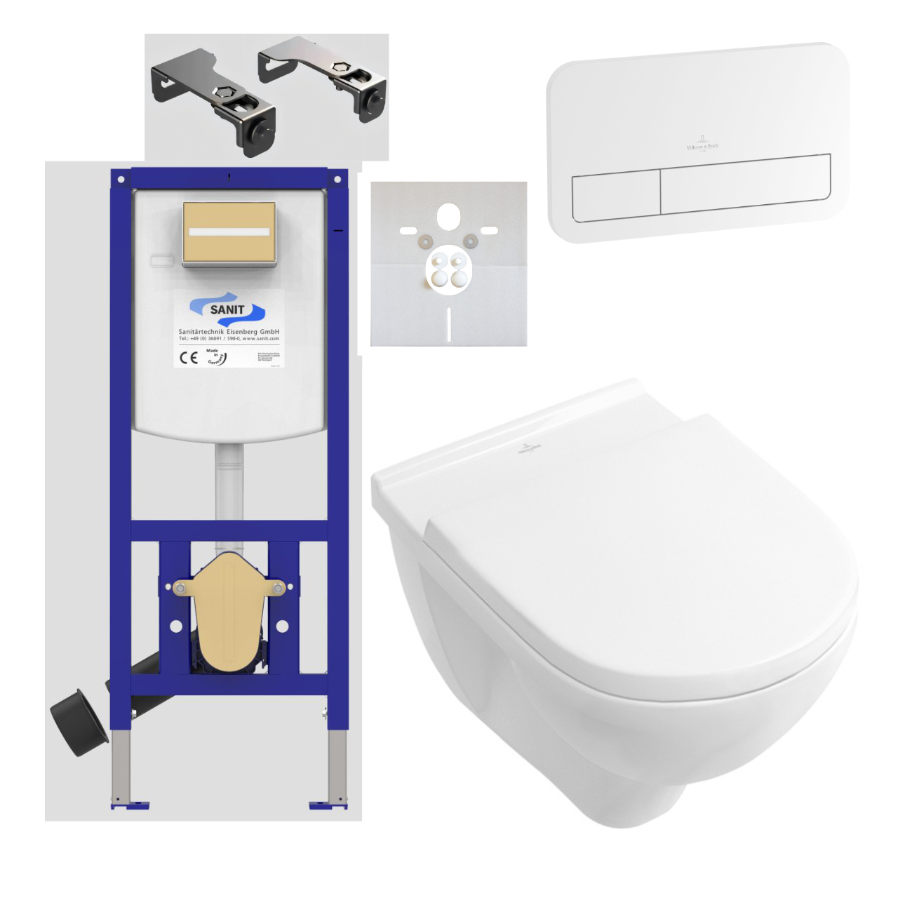 Set O-Novo WC Combipack mit Betätigungsplatte ViConnect und Vorwand-Element