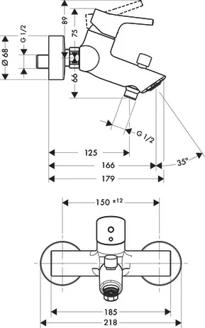 Hansgrohe Talis S Wannenmischer Aufputz chrom Hansgrohe Talis S Wannenmischer Aufputz chrom