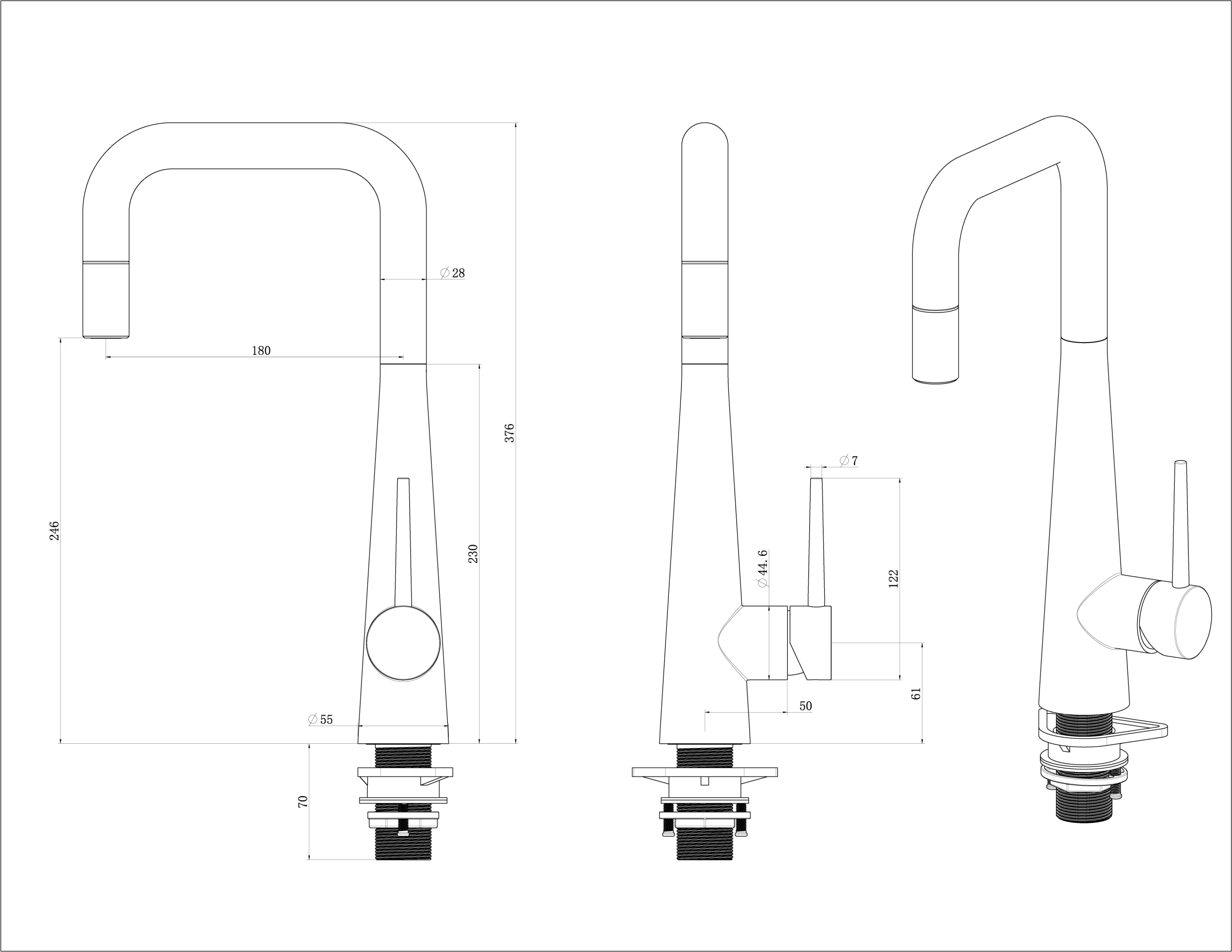 Villeroy & Boch Konic Küchenarmatur 928600, 400 mm, Edelstahl