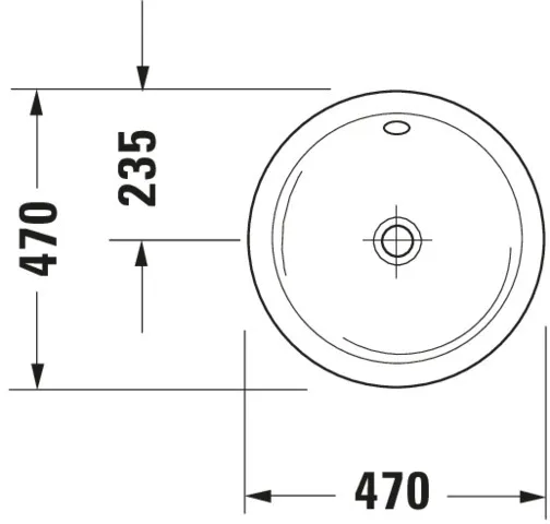 Einbauwaschtisch Architec 470 mm EB v.ob.,m.ÜL,o.HLB,u.glasiert,weiß