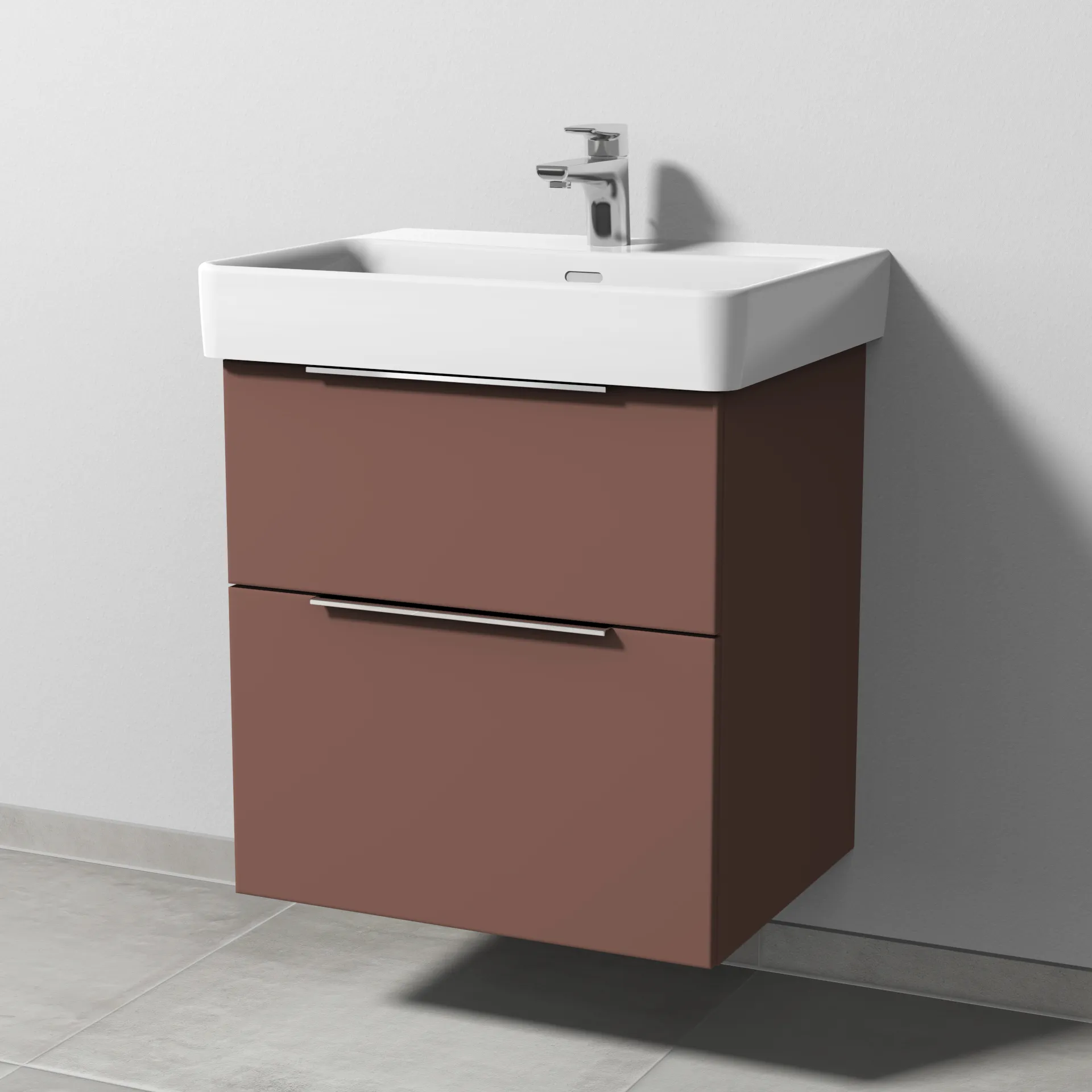 Sanipa Waschtischunterschrank „3way“ passend zu Keramik-Waschtische Pro S von Laufen 550 × 593 × 437 mm in Wine-Red, Becken mittig