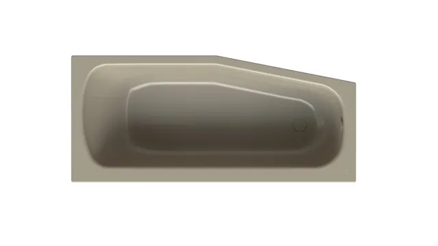 Bette Bambino Badewanne, links, Cashmere, glasierter Titan-Stahl, 1.570 x 700 mm, 30 mm Randhöhe, 1-Sitzer, Raumspar-Badewanne