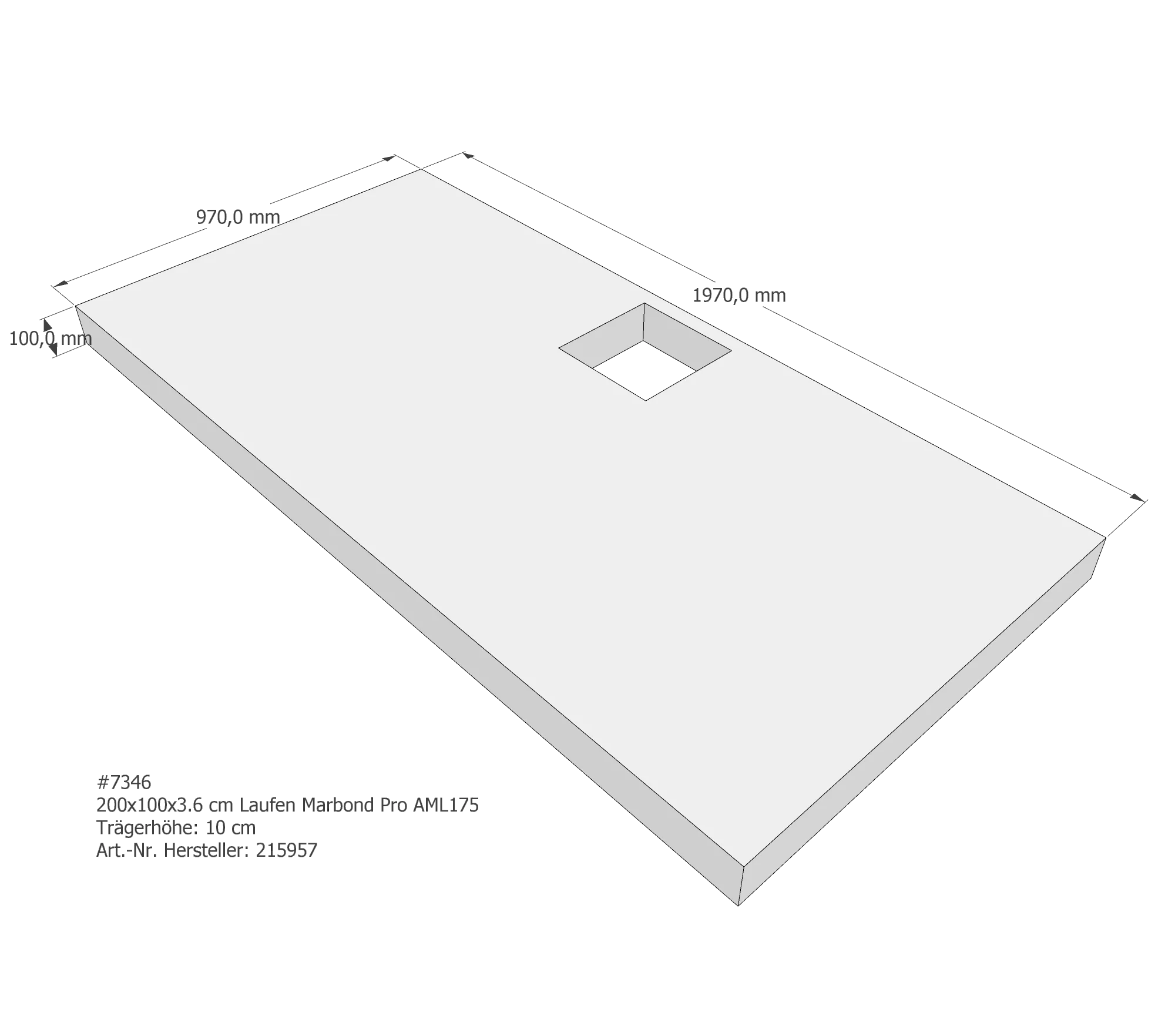 Duschwannenträger für Laufen Pro 200 × 100 × 3,6 cm Duschwannenträger für Laufen Pro 200 × 100 × 3,6 cm