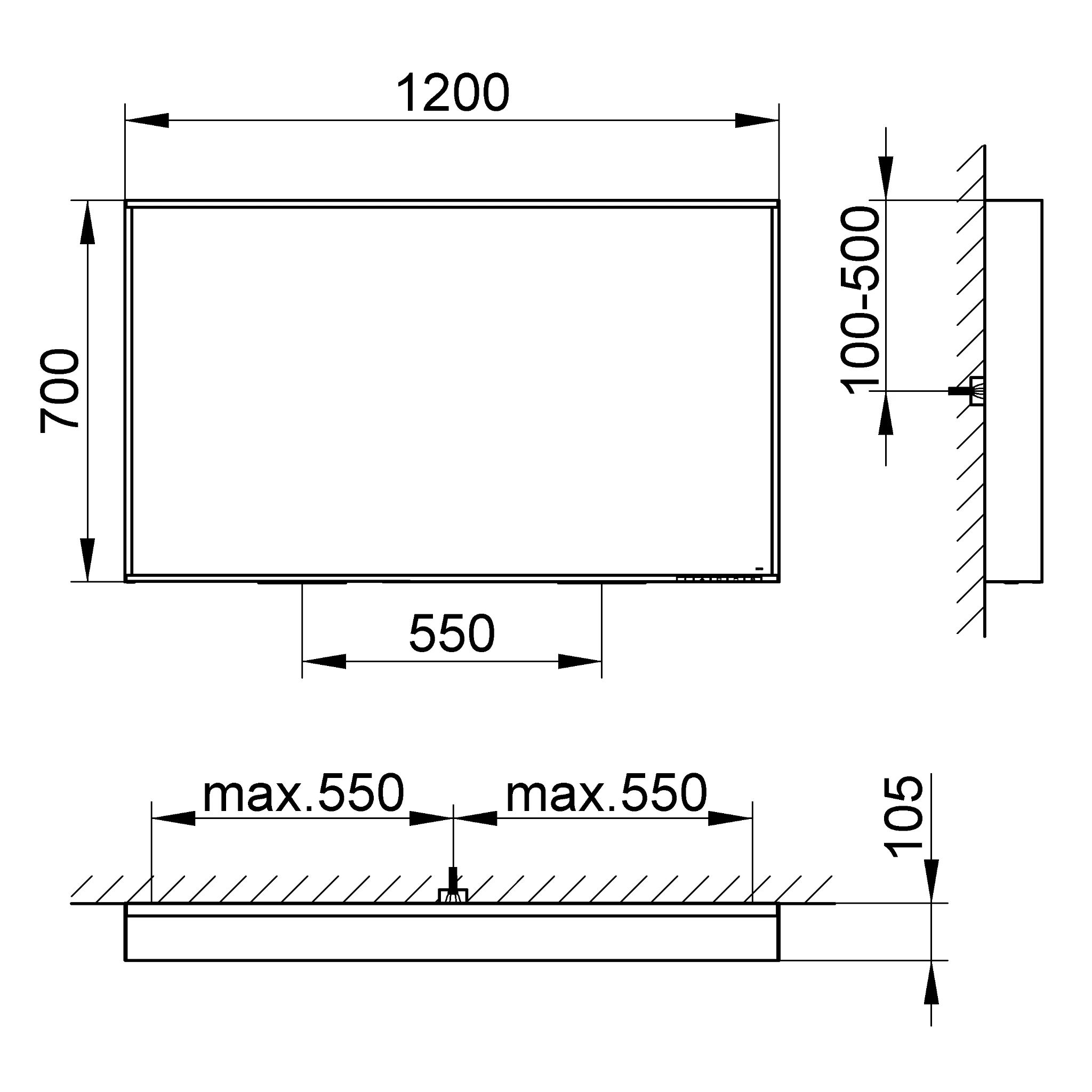 KEUCO Spiegel „X-Line“ in Vulkanit, 1200 × 700 mm KEUCO Spiegel „X-Line“ in Vulkanit, 1200 × 700 mm