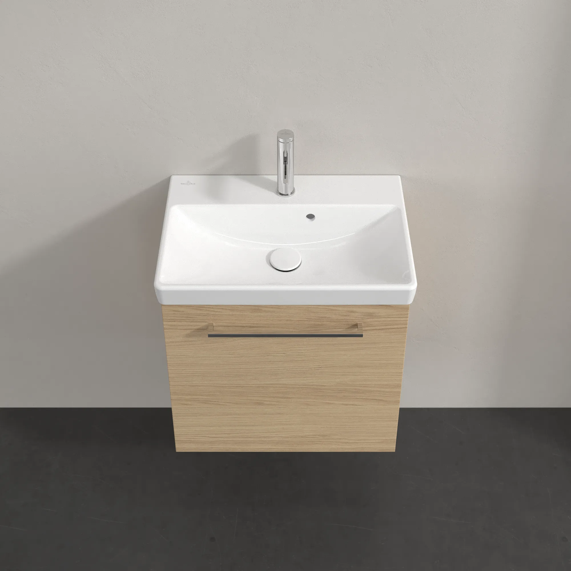Villeroy & Boch Waschtischunterschrank mit Tür „Avento“ für Schrankwaschtisch 530 × 514 × 352 mm Nordic Oak, Anschlag rechts, Soft Closing, 1 Tür