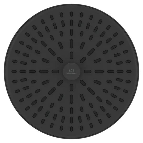 Ideal Standard 2-Funktions-Kopfbrause Idealrain Alu+ Silk Black, Durchmesser 260 mm, sanfter Regen und Regenstrahl, Drehumschaltung, Kugelgelenk