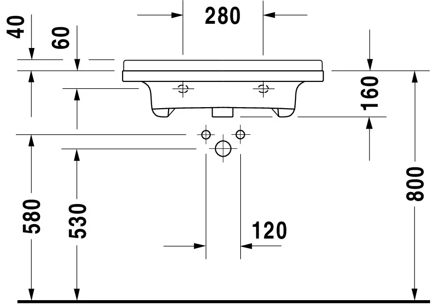 Wandwaschtisch „Starck 3“, mit Überlauf, Hahnlochposition mittig Wandwaschtisch „Starck 3“, mit Überlauf, Hahnlochposition mittig
