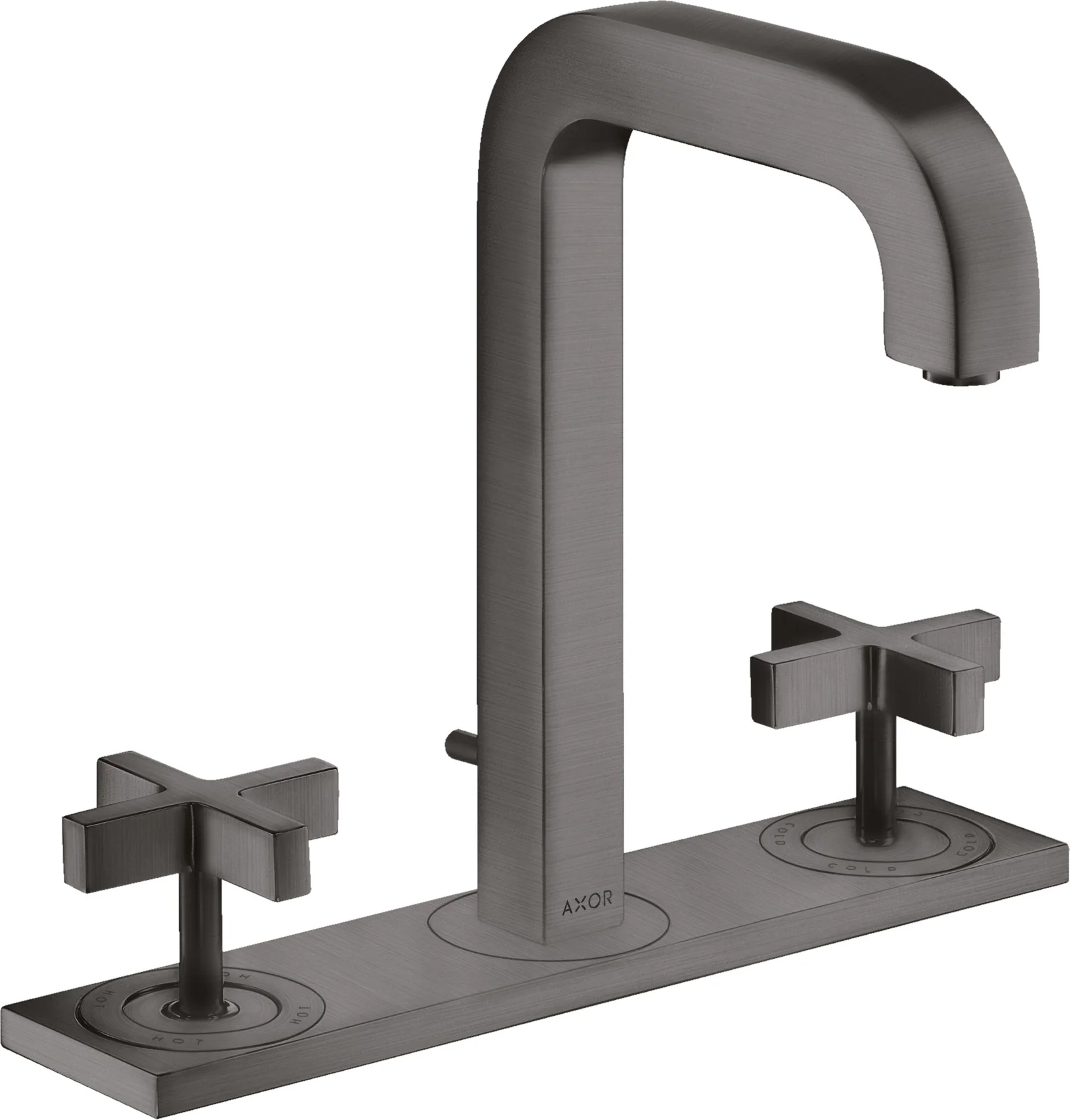 Hansgrohe AXOR Citterio 3-Loch Waschtischarmatur Brushed Black Chrome, ComfortZone 170, Ausladung 140 mm, Kreuzgriff, Normalstrahl