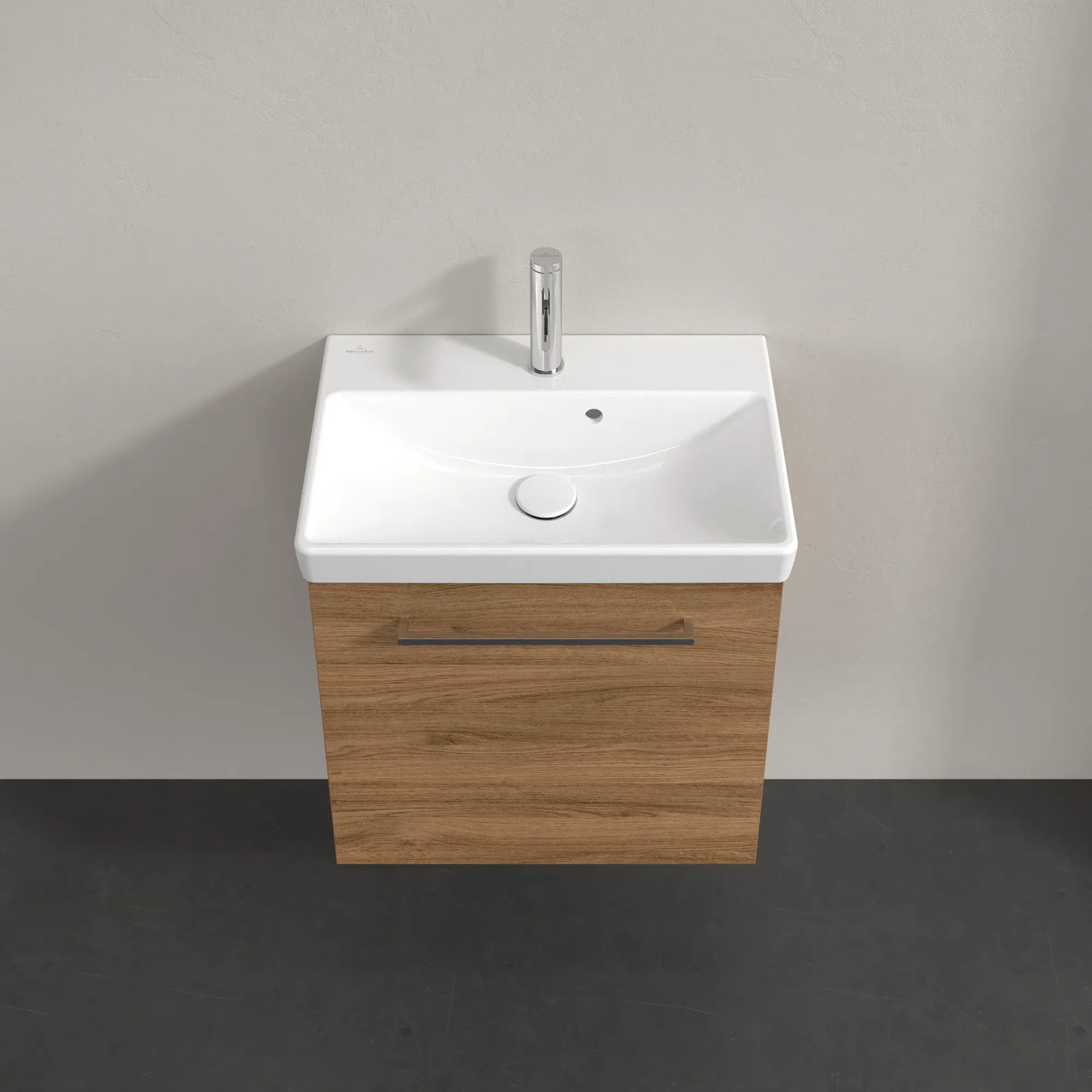 Villeroy & Boch Waschtischunterschrank mit Tür „Avento“ für Schrankwaschtisch 530 × 514 × 352 mm Kansas Oak, Anschlag rechts, Soft Closing, 1 Tür