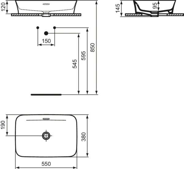 Waschbecken „Ipalyss“ 55 × 38 × 14,5 cm in Weiß Waschbecken „Ipalyss“ 55 × 38 × 14,5 cm in Weiß