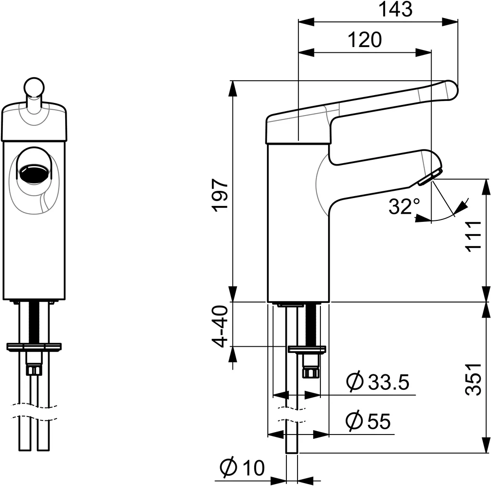 HansaMEDIPRO Einhebelmischer Waschtischbatterie 0162 Kupferrohr Chrom HansaMEDIPRO Einhebelmischer Waschtischbatterie 0162 Kupferrohr Chrom