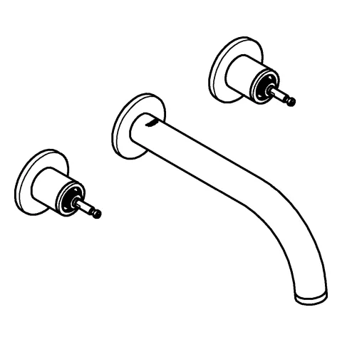 3-Loch-Waschtischbatterie Atrio Private Collection 20587, Wandmontage, Fertigmontageset für 29 025 002, für Hebelgriffe, Stichmaß 200mm, Ausladung 180mm, chrom 3-Loch-Waschtischbatterie Atrio Private Collection 20587, Wandmontage, Fertigmontageset für 29 025 002, für Hebelgriffe, Stichmaß 200mm, Ausladung 180mm, chrom