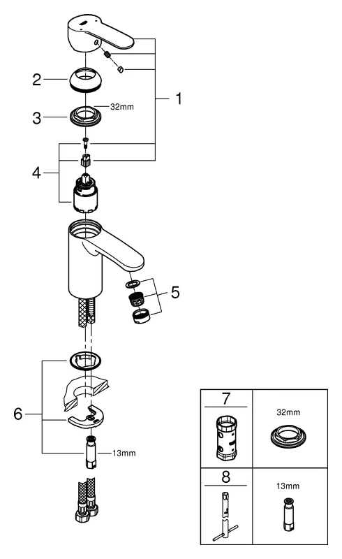 Grohe Eurostyle Cosmopolitan Einhand-Waschtischbatterie S-Size, Einlochmontage, glatter Körper, chrom Grohe Eurostyle Cosmopolitan Einhand-Waschtischbatterie S-Size, Einlochmontage, glatter Körper, chrom