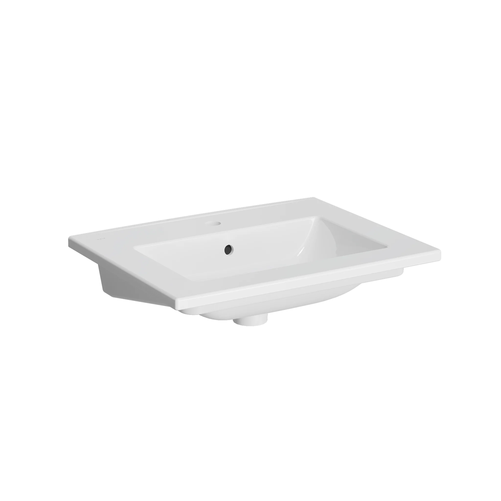 VitrA New S20 Square Möbelwaschtisch, 60 x 46,5 x 17 cm, weiß Hochglanz, mittiges Hahnloch, antibakterielle Glasur
