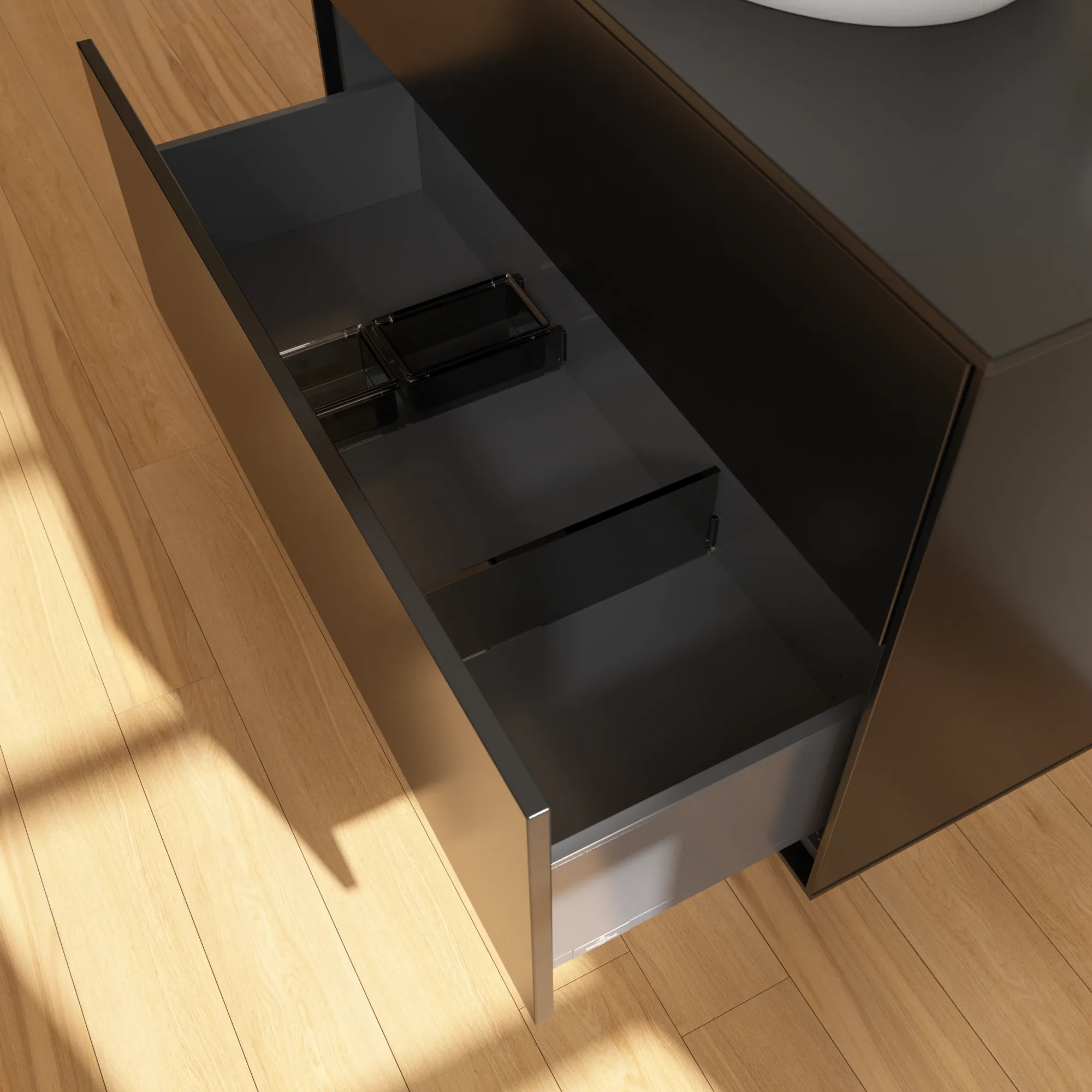 Villeroy & Boch Waschbeckenunterschrank Finion F88, 1000x603x501 mm, Black Matt Lacquer, mit SoftClosing und Push-to-open Funktion