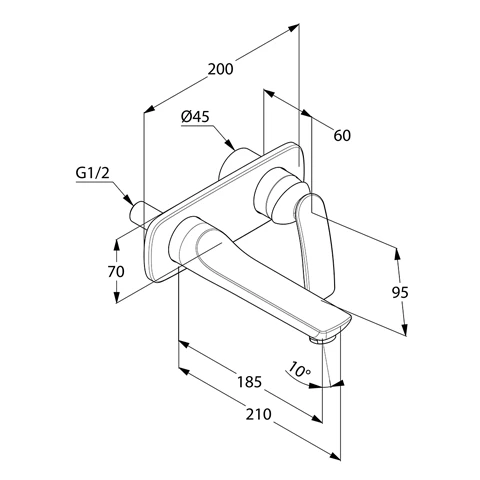 BALANCE 2LochWTWandEHM Ausladung 180 mm chrom BALANCE 2LochWTWandEHM Ausladung 180 mm chrom