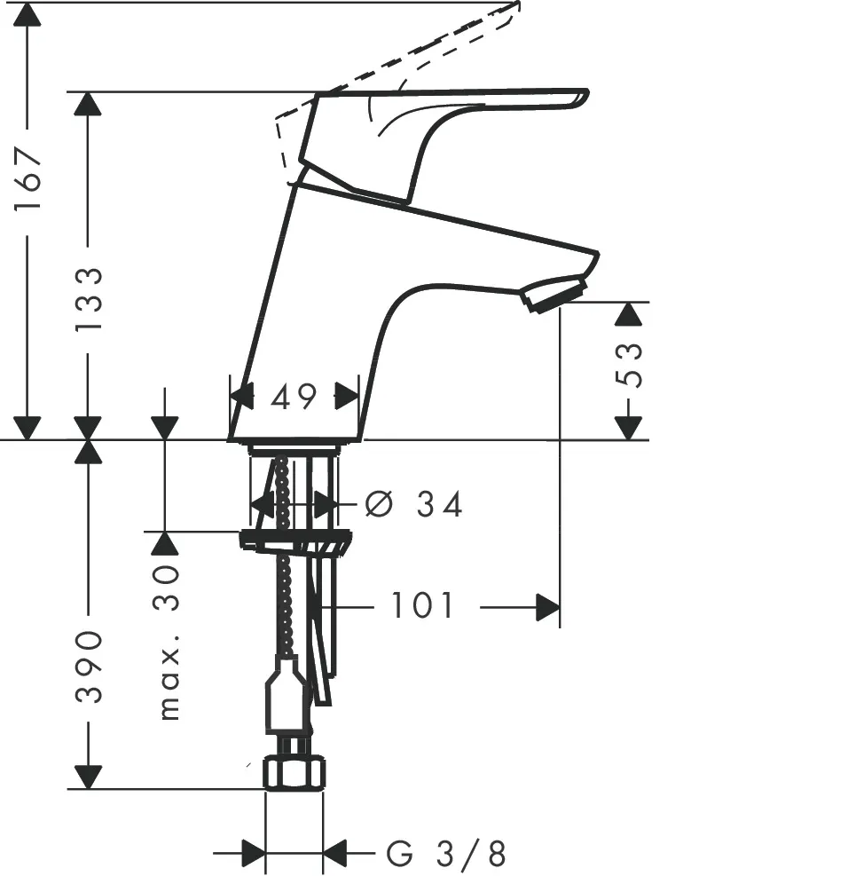 Waschtischmischer Focus 70 mit Push-Open Ablaufgarnitur chrom Waschtischmischer Focus 70 mit Push-Open Ablaufgarnitur chrom