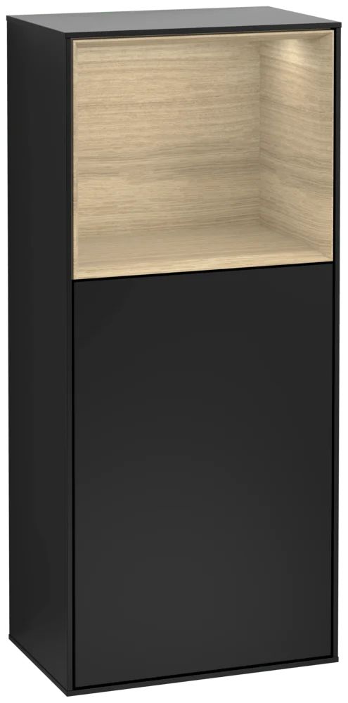 Villeroy & Boch Finion Seitenschrank G50, 418x936x270mm, Black Matt Lacquer / Oak Veneer