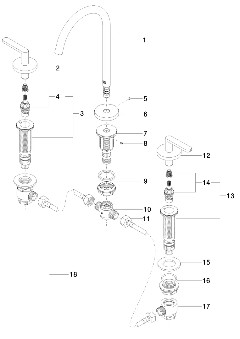 Dornbracht META Waschtisch-Dreilochbatterie mit Ablaufgarnitur - Chrom Dornbracht META Waschtisch-Dreilochbatterie mit Ablaufgarnitur - Chrom