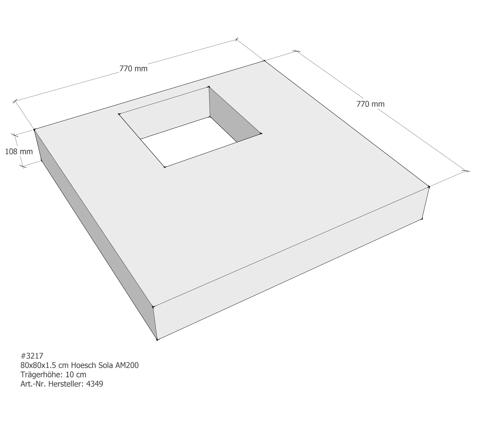 Duschwannenträger für Hoesch Sola 80 × 80 × 1,5 cm Duschwannenträger für Hoesch Sola 80 × 80 × 1,5 cm
