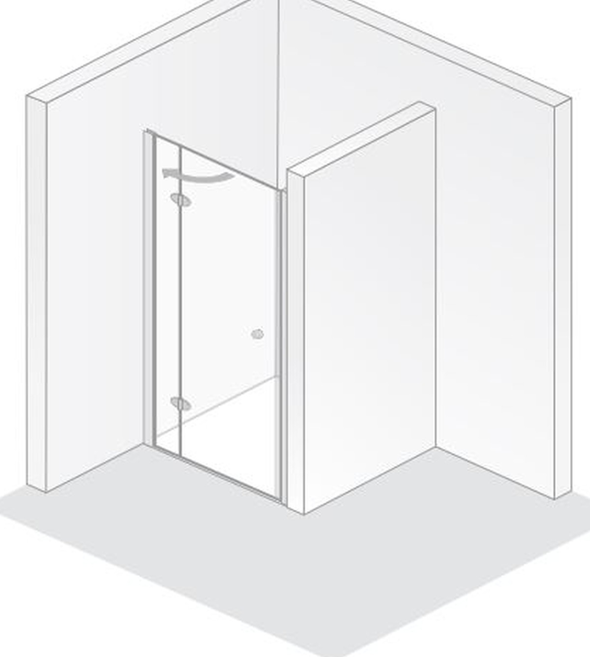 HSK teilgerahmte Drehtür an Nebenteil für Nische „Premium Classic“ Glas Mattierung mittig (65 cm), Profile Alu Silber-matt, H: 2000 mm HSK teilgerahmte Drehtür an Nebenteil für Nische „Premium Classic“ Glas Mattierung mittig (65 cm), Profile Alu Silber-matt, H: 2000 mm