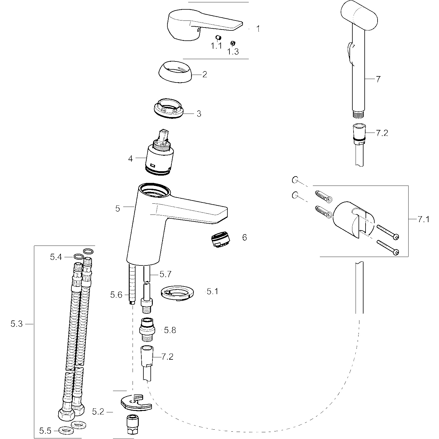 HA Einhebelmischer Waschtischbatterie HANSATWIST 0930 Bügelhebel Ausladung 121 mm DN15 Chrom