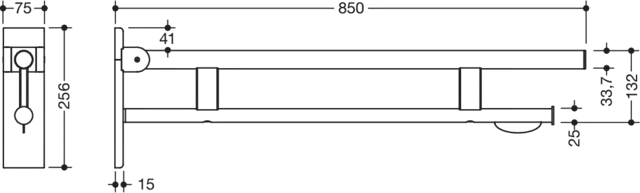 HEWI Toilettenstütze „System 900“, Befestigung verdeckt