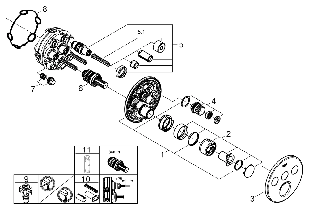 Grohe SmartControl Mischer, Unterputzmischer mit 3 Absperrventilen, Fertigmontageset für Grohe Rapido SmartBox, Wandrosette rund, chrom Grohe SmartControl Mischer, Unterputzmischer mit 3 Absperrventilen, Fertigmontageset für Grohe Rapido SmartBox, Wandrosette rund, chrom