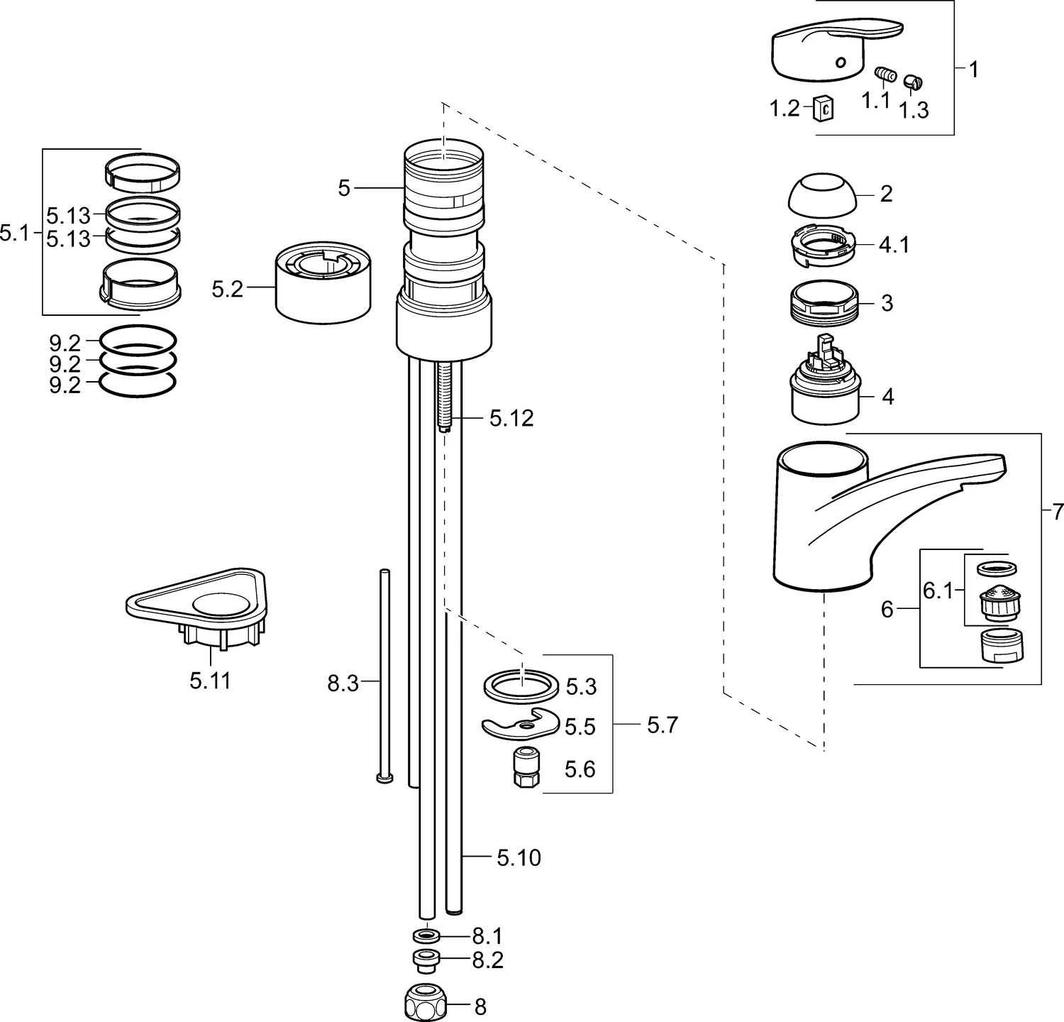HansaMIX Einhebelmischer Küchenarmatur HansaMIX 0112 Kupferrohr Ausladung 203 mm DN15 Chrom