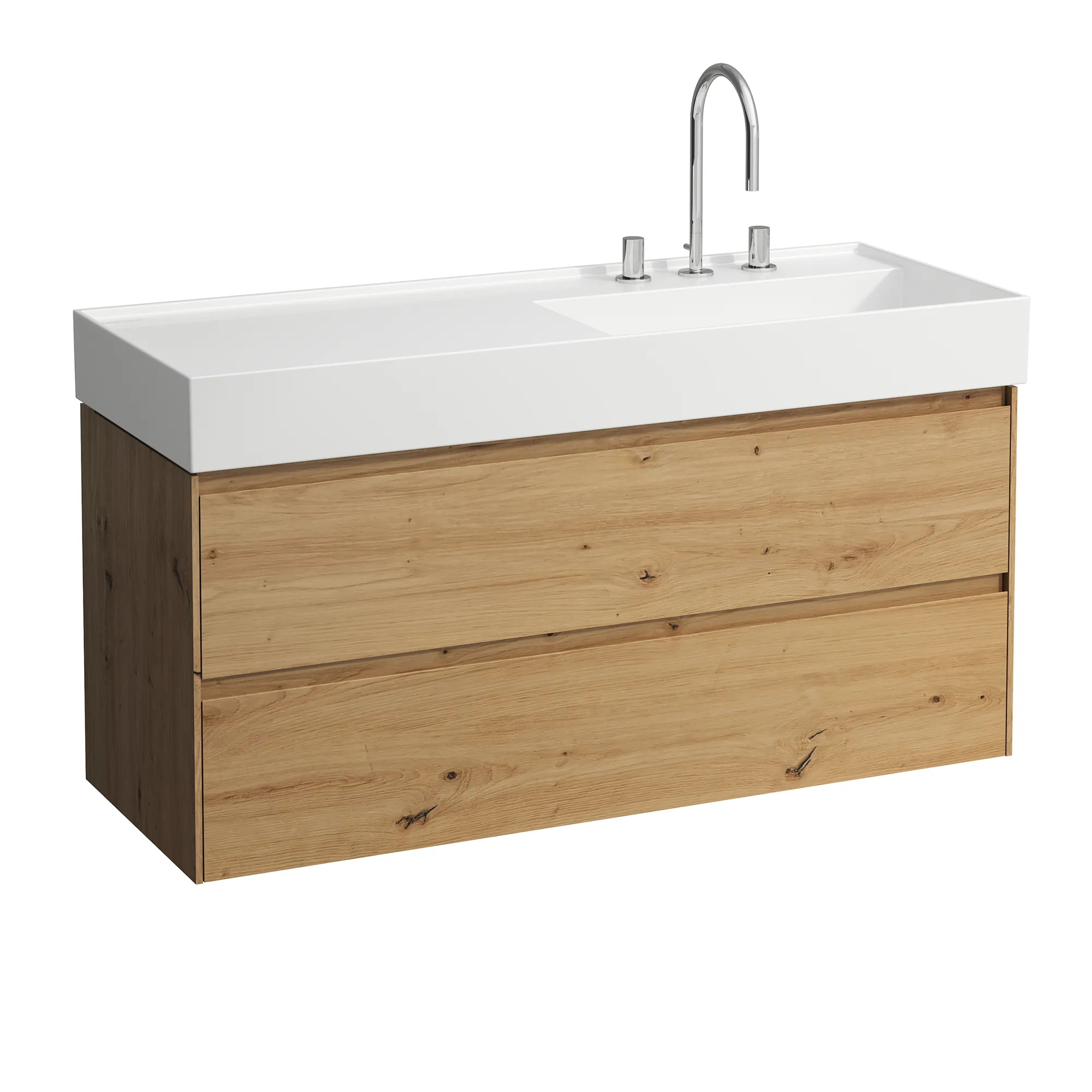 Laufen Waschtischunterbau LANI 448x1182x515 mit 2 Schubladen, integrierter Griffleiste, Vollauszug und Soft-Close, für Waschtisch Kartell Laufen H813333 wildeiche Laufen Waschtischunterbau LANI 448x1182x515 mit 2 Schubladen, integrierter Griffleiste, Vollauszug und Soft-Close, für Waschtisch Kartell Laufen H813333 wildeiche