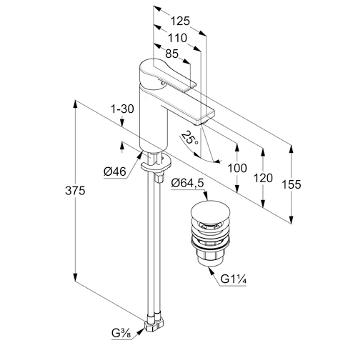 ZENTA SL WaschtischEHM 100mm mit Push Open Ablaufventil chrom ZENTA SL WaschtischEHM 100mm mit Push Open Ablaufventil chrom
