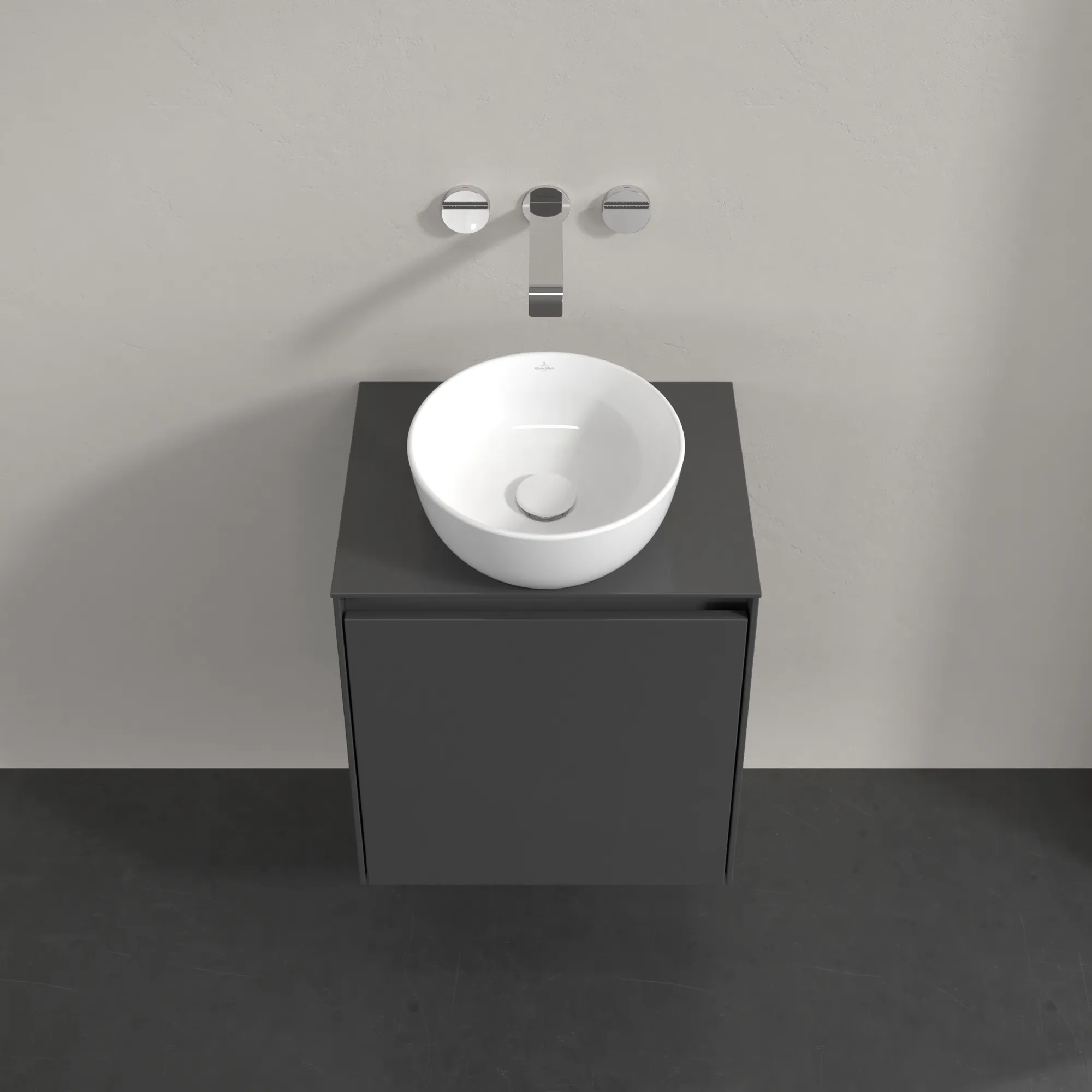 Villeroy & Boch Waschtischunterschrank „Collaro“ 500 × 548 × 380 mm Glossy Grey, für Becken mittig, Anschlag rechts, mit Beleuchtung Villeroy & Boch Waschtischunterschrank „Collaro“ 500 × 548 × 380 mm Glossy Grey, für Becken mittig, Anschlag rechts, mit Beleuchtung