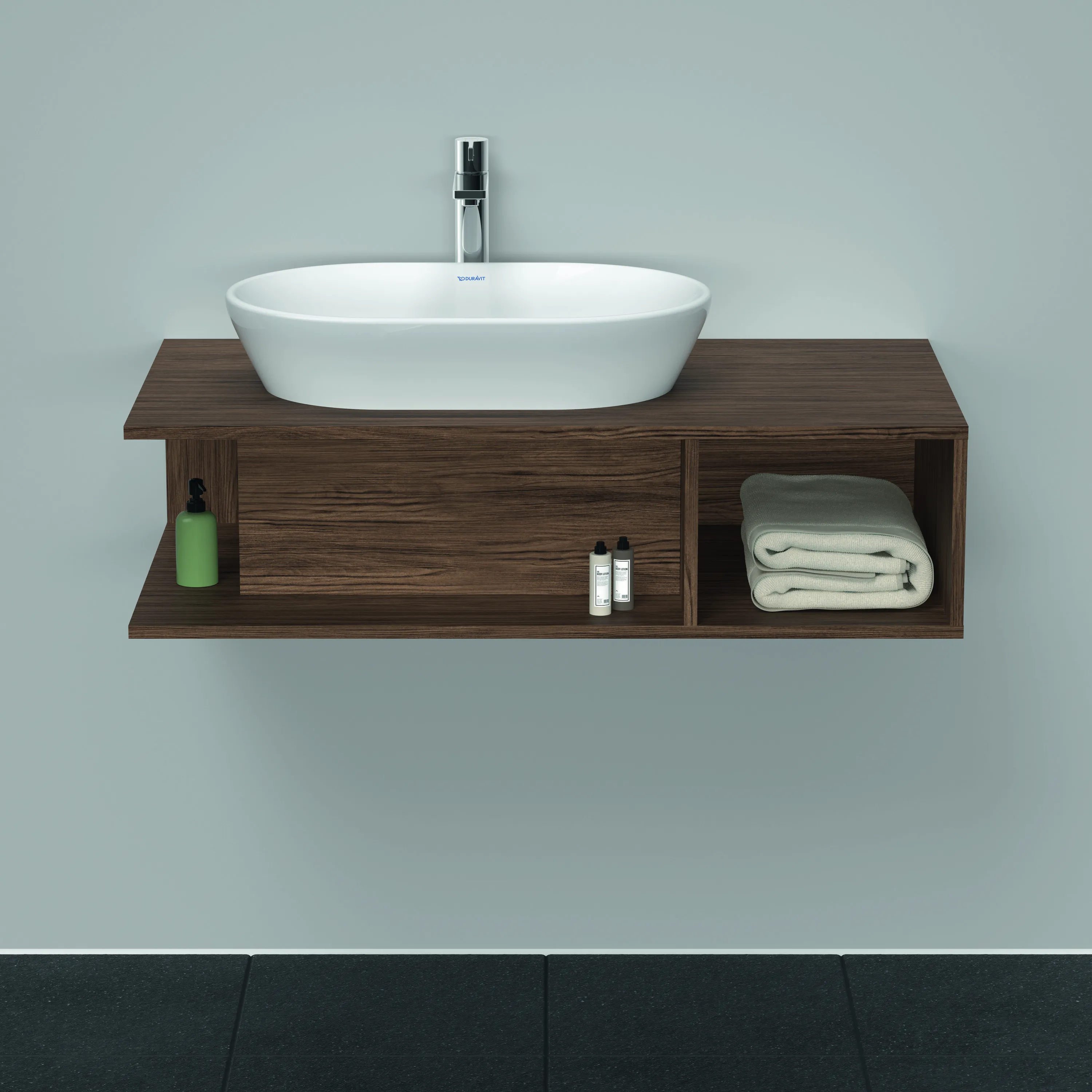 Duravit Waschtischunterschrank wandhängend „D-Neo“ 100 × 26 × 55 cm Nussbaum Dunkel