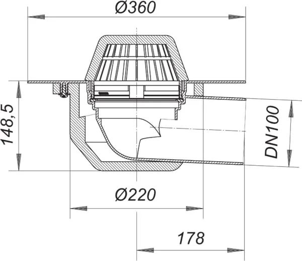 Dachablauf 64 PVC, DN 100