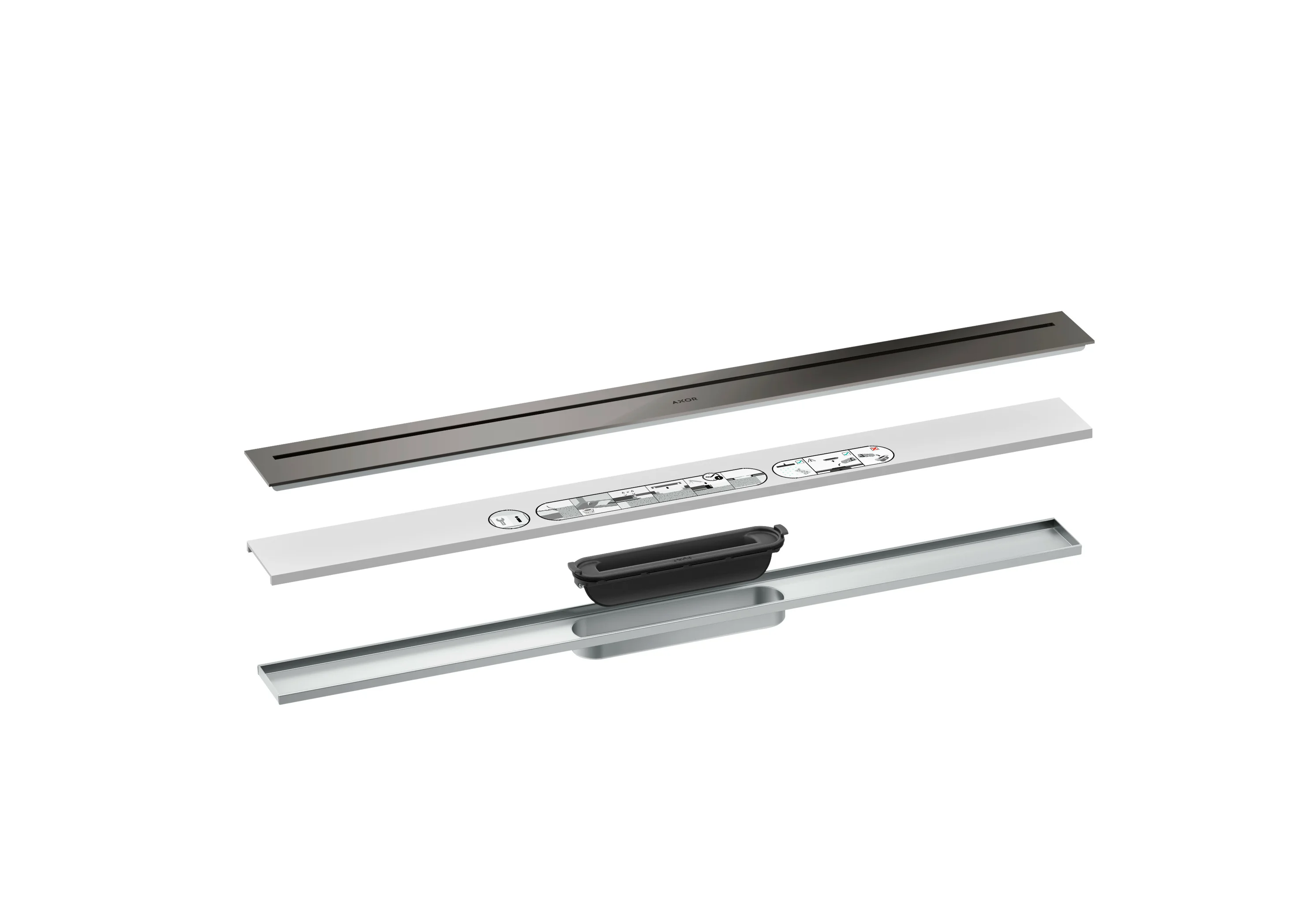 Hansgrohe AXOR Drain Fertigset Duschrinne 800 mm Polished Black Chrome Hansgrohe AXOR Drain Fertigset Duschrinne 800 mm Polished Black Chrome