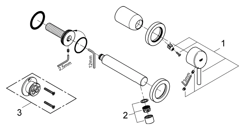 2-Loch-Waschtischbatterie Concetto 19575_1, Wandmontage, Fertigmontageset für 23 571, chrom