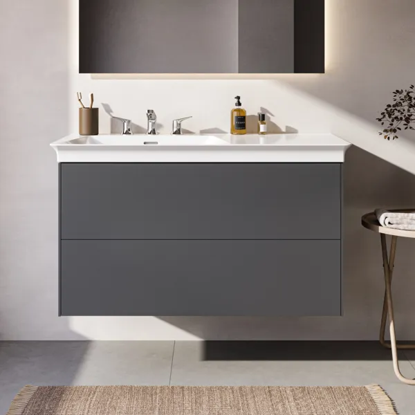 Ideal Standard Waschtischunterschrank „Conca“ 100 × 54,8 × 50,5 cm Anthrazit matt lackiert Ideal Standard Waschtischunterschrank „Conca“ 100 × 54,8 × 50,5 cm Anthrazit matt lackiert