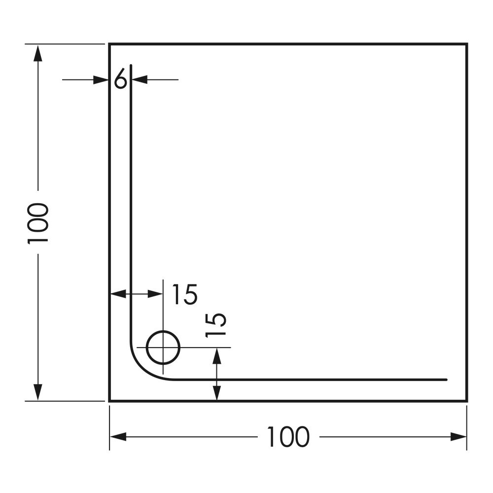 repaBAD quadrat Duschwanne „Como“ 1000 × 1000 mm ohne Oberflächenbeschichtung, in Weiß