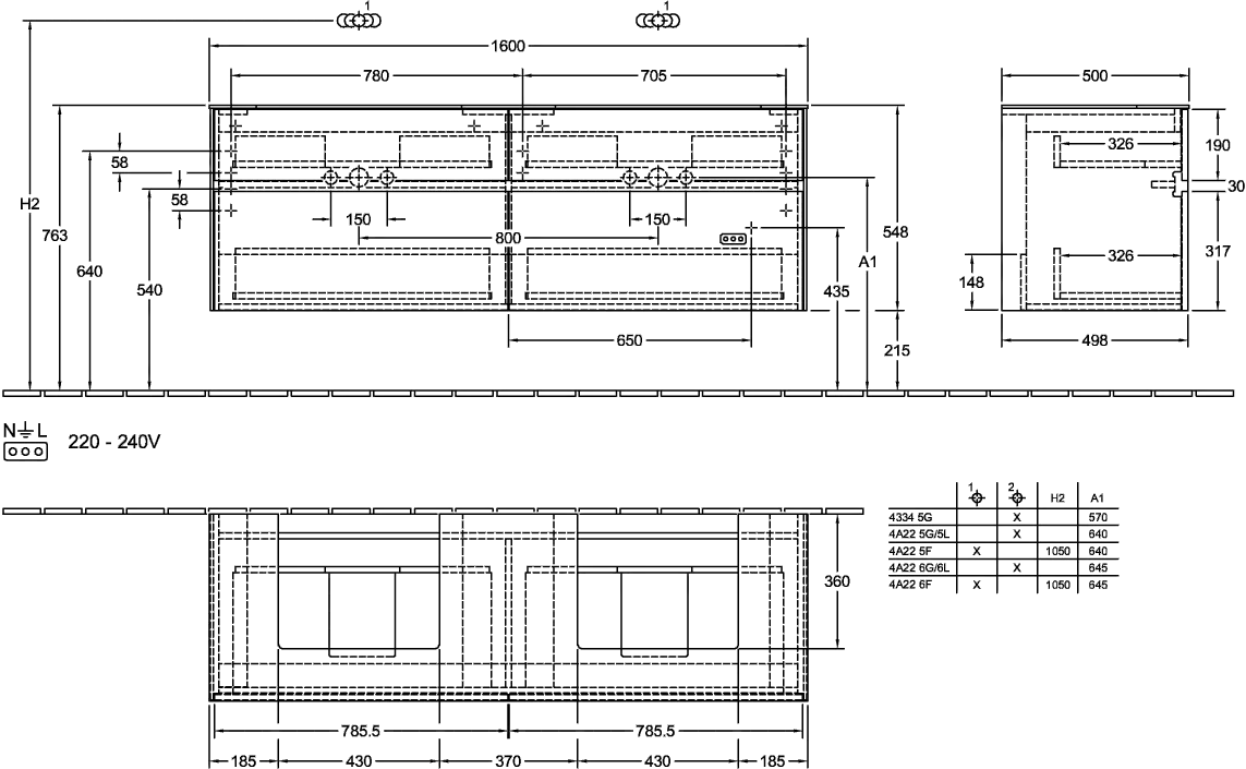 Villeroy & Boch Collaro Waschbeckenunterschrank C02100 1600x548x500mm Villeroy & Boch Collaro Waschbeckenunterschrank C02100 1600x548x500mm