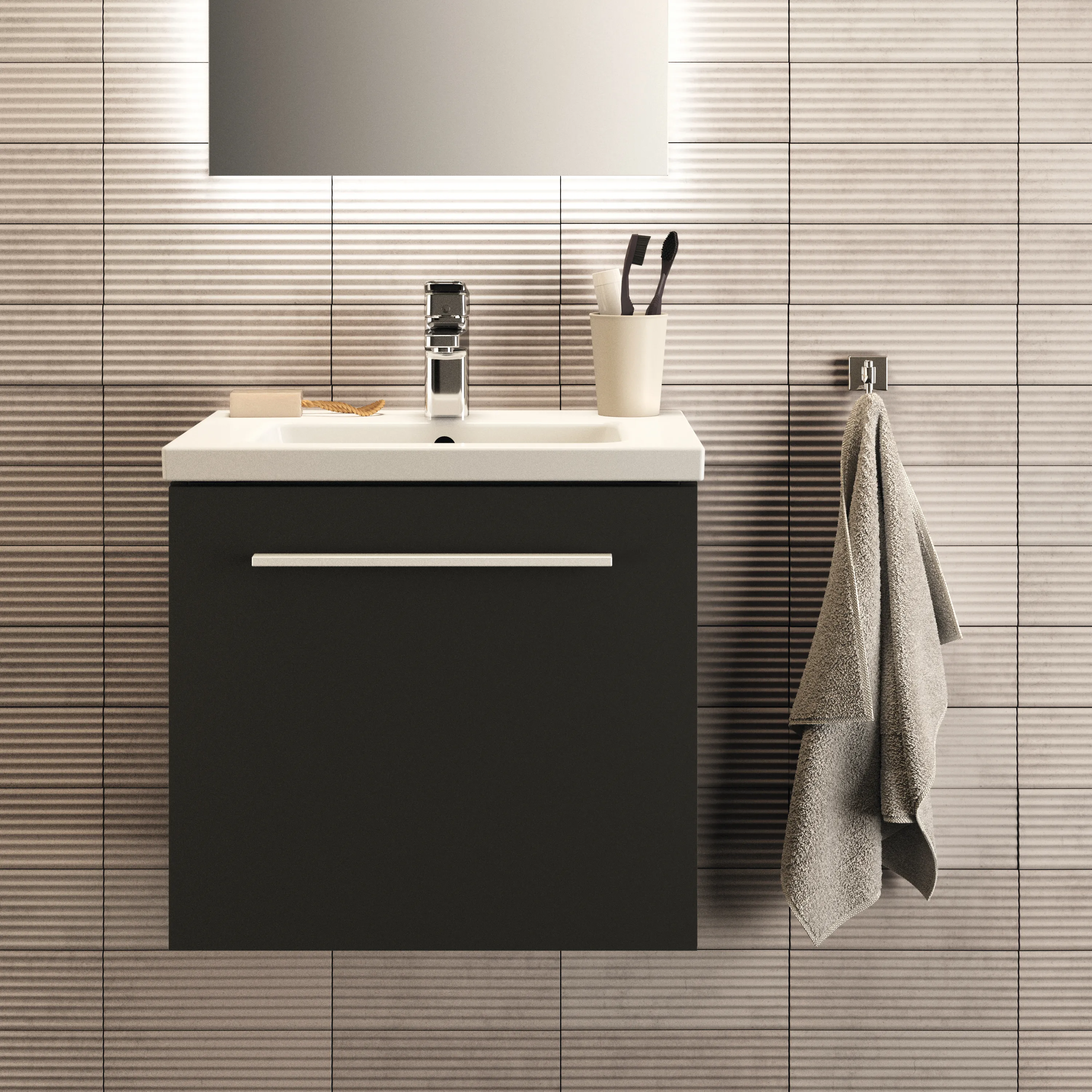 Ideal Standard Möbelwaschtischunterschrank i.life S 1 Auszug 500x375x440mm Carbongrau matt Ideal Standard Möbelwaschtischunterschrank i.life S 1 Auszug 500x375x440mm Carbongrau matt